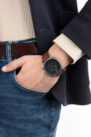 Shop Authentic Emporio Armani Classic Chronograph Black Dial Brown Leather Strap Watch For Men - AR1919 - Luxxuri