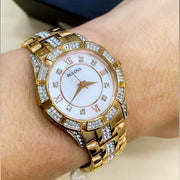  Shop Authentic Bulova Crystal Mother of Pearl Dial Rose Gold Steel Strap Watch for Women - 98L197 - Luxxuri
