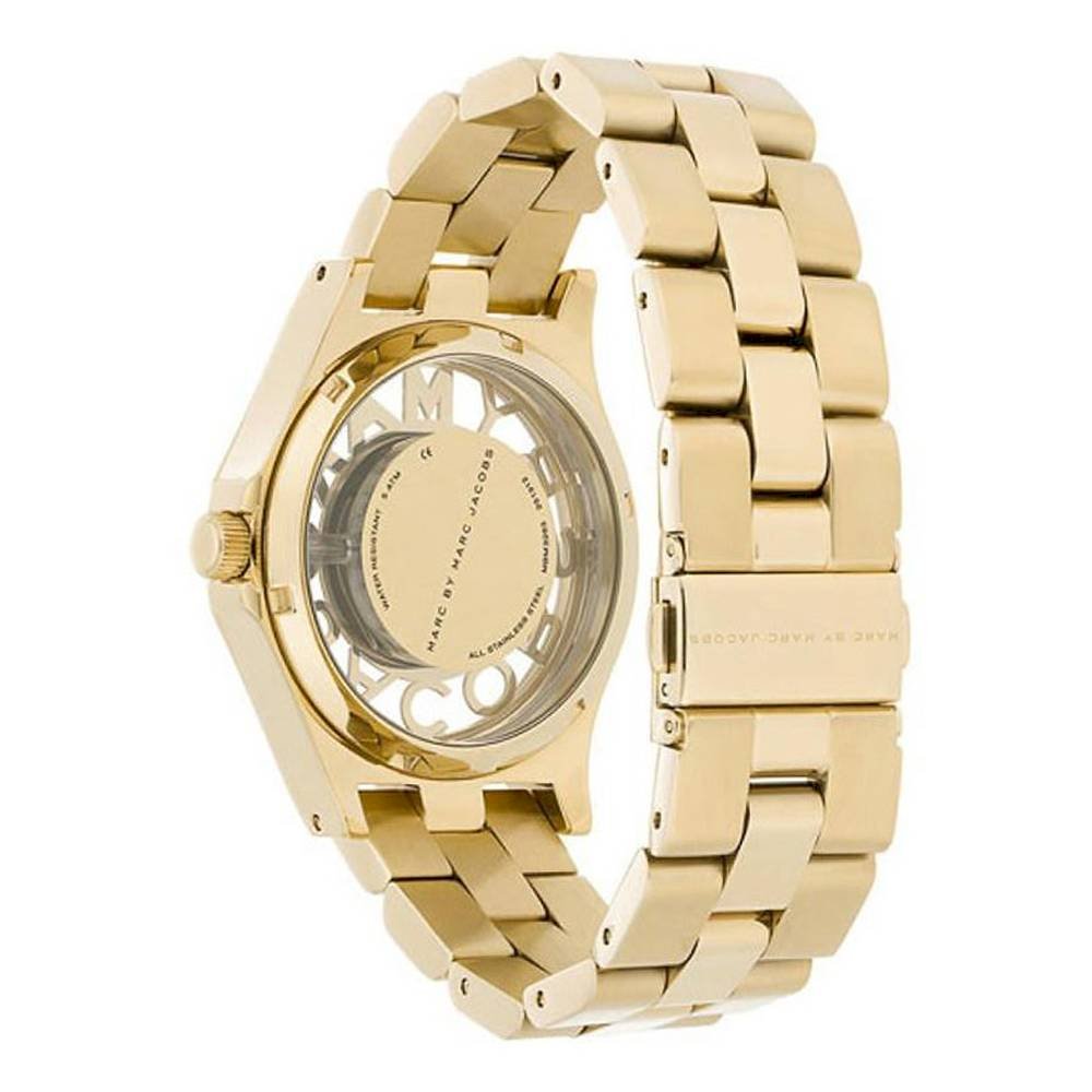  Shop Authentic Marc Jacobs Henry Skeleton Gold Dial Gold Steel Strap Watch for Women - MBM3263 - Luxxuri