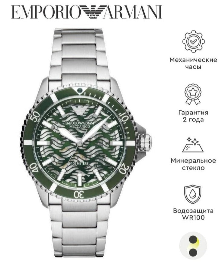  Shop Authentic Emporio Armani Diver Automatic Green Dial Silver Steel Strap Watch For Men - AR60061 - Luxxuri