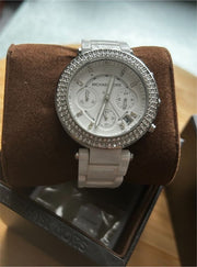  Shop Authentic Michael Kors Parker White Dial White Ceramic Strap Watch for Women - MK5654 - Luxxuri
