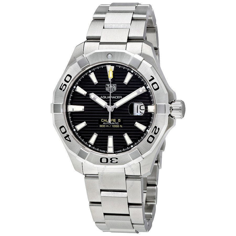  Shop Authentic Tag Heuer Aquaracer Automatic Black Dial Silver Steel Strap Watch for Men - WAY2010.BA0927 - Luxxuri