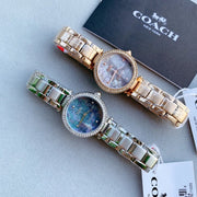 Coach Park Crystal Dial Rose Gold Steel Strap Watch for Women  - 14503226
