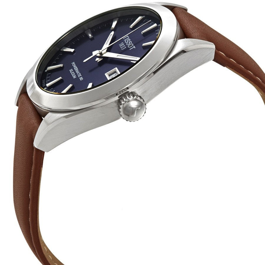  Shop Authentic Tissot Gentleman Powermatic 80 Silicium Blue Dial Brown Leather Strap Watch For Men - T127.407.16.041.00 - Luxxuri