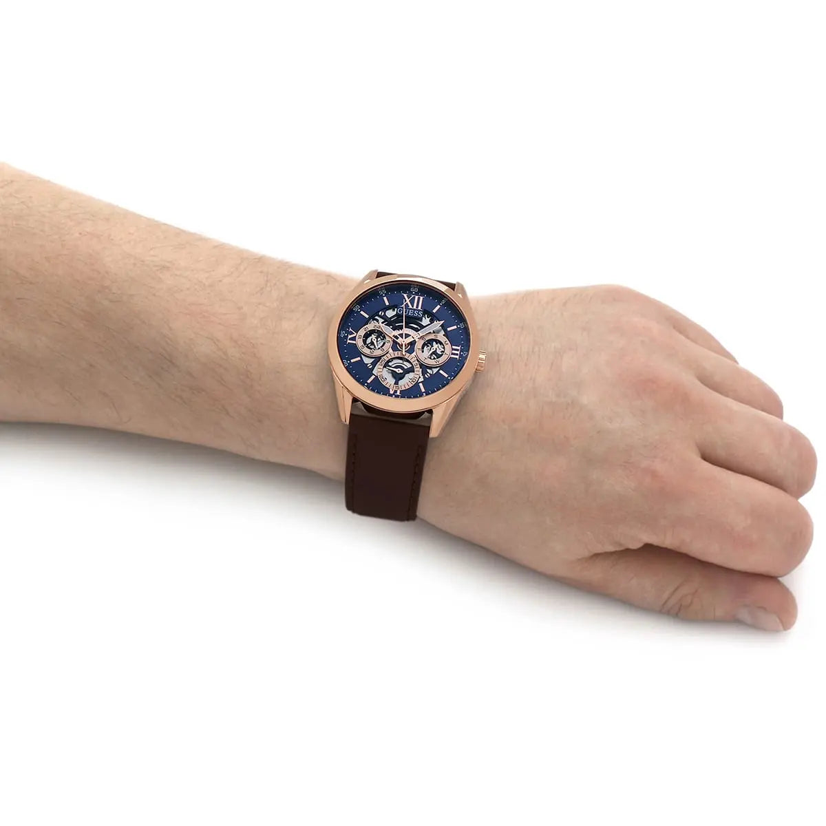  Shop Authentic Guess Tailor Analog Blue Dial Brown Leather Strap Watch for Men - GW0389G3 - Luxxuri