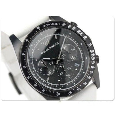  Shop Authentic Emporio Armani Sportivo Chronograph Black Dial White Rubber Strap Watch For Men - AR6112 - Luxxuri