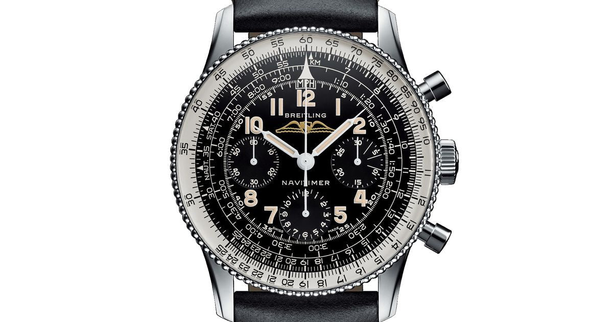  Shop Authentic Breitling Navitimer Ref. 806 1959 Re-Edition Black Dial Brown Leather Strap Watch for Men - AB0910371B1X1 - Luxxuri