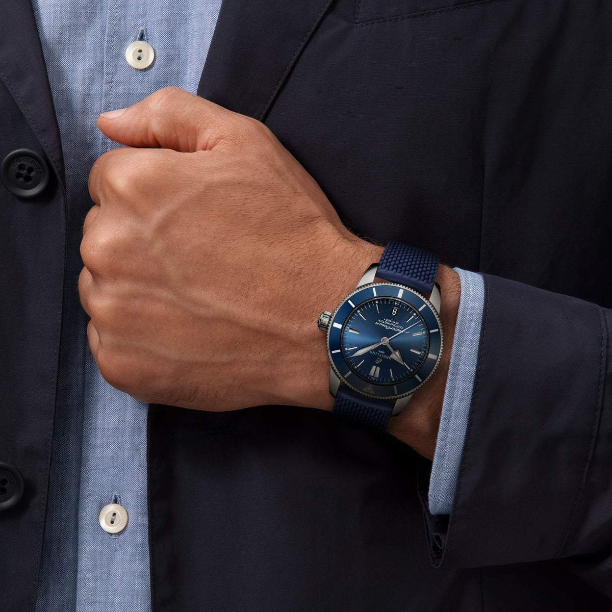  Shop Authentic Breitling Superocean Heritage II B20 44mm Blue Dial Blue Rubber Strap Mens Watch - AB2030161C1S1 - Luxxuri