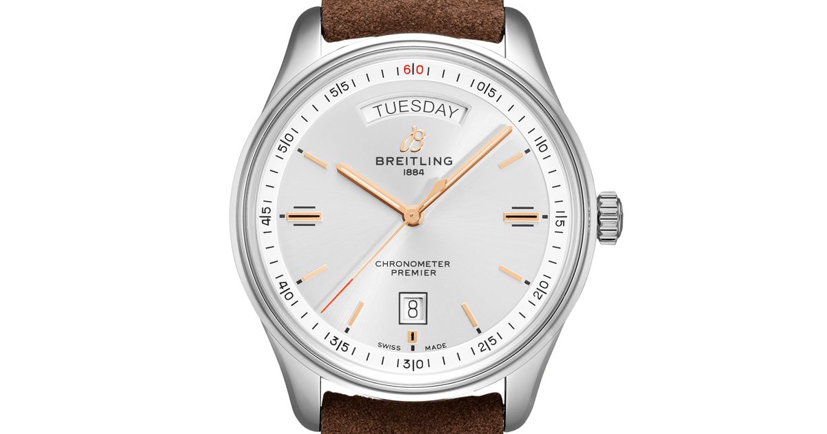  Shop Authentic Breitling Premier Automatic Chronometer 40mm Silver Dial Mens Watch - A45340211G1X3 - Luxxuri