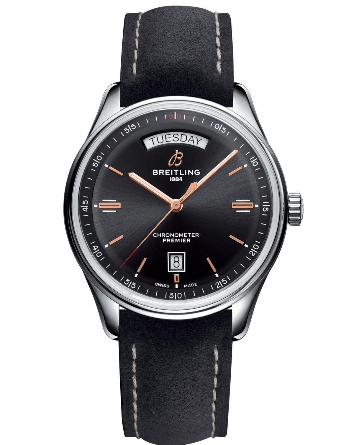  Shop Authentic Breitling Premier Automatic 40mm Day & Date Black Dial Black Strap Mens Watch - A45340241B1X1 - Luxxuri