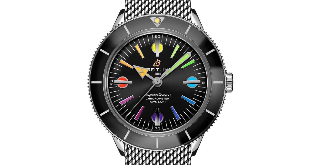  Shop Authentic Breitling Superocean Heritage '57 Black Dial Silver Mesh Bracelet Watch for Men - A103701A1B1A1 - Luxxuri
