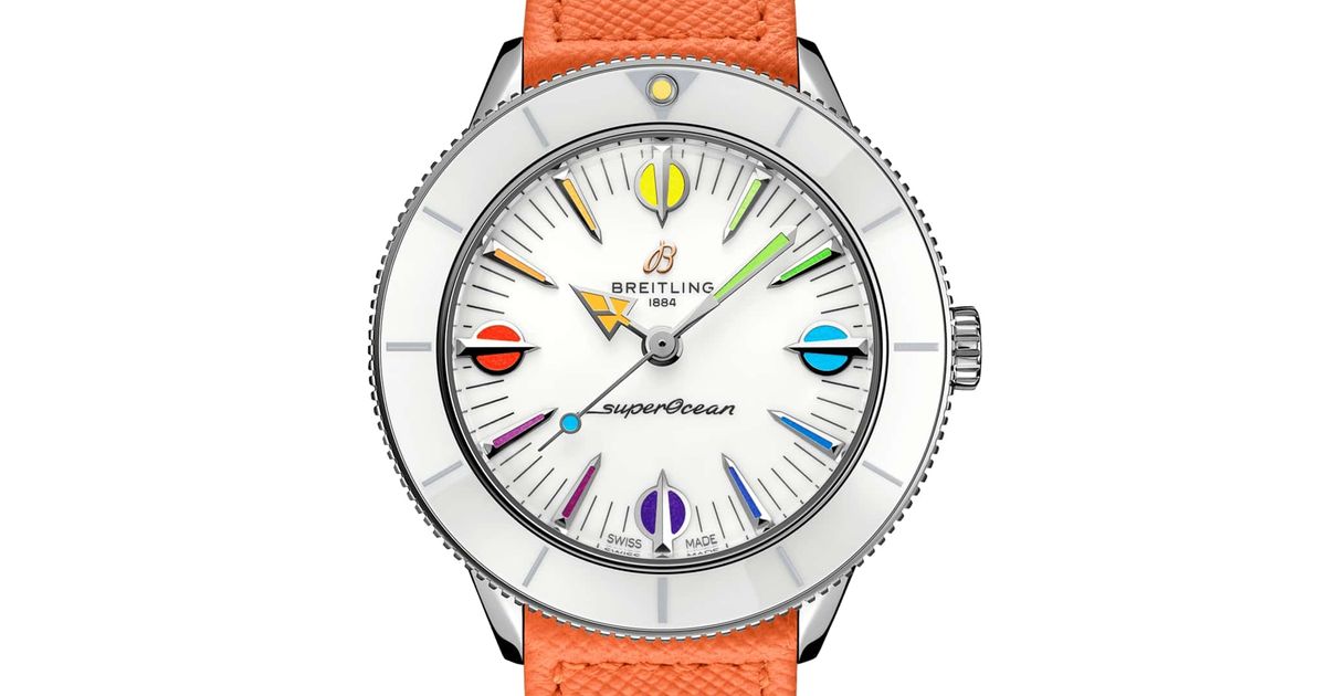  Shop Authentic Breitling Superocean Heritage '57 Pastel Paradise White Dial Orange Leather Watch for Women - A10340A11A1X1 - Luxxuri