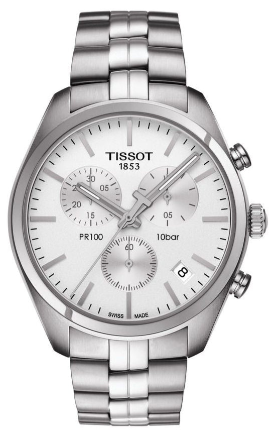  Shop Authentic Tissot T Classic PR 100 Chronograph Silver Dial Silver Steel Strap Watch For Men - T101.417.11.031.00 - Luxxuri