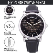  Shop Authentic Emporio Armani Analog Automatic Black Dial Black Leather Strap Watch For Men - AR60040 - Luxxuri