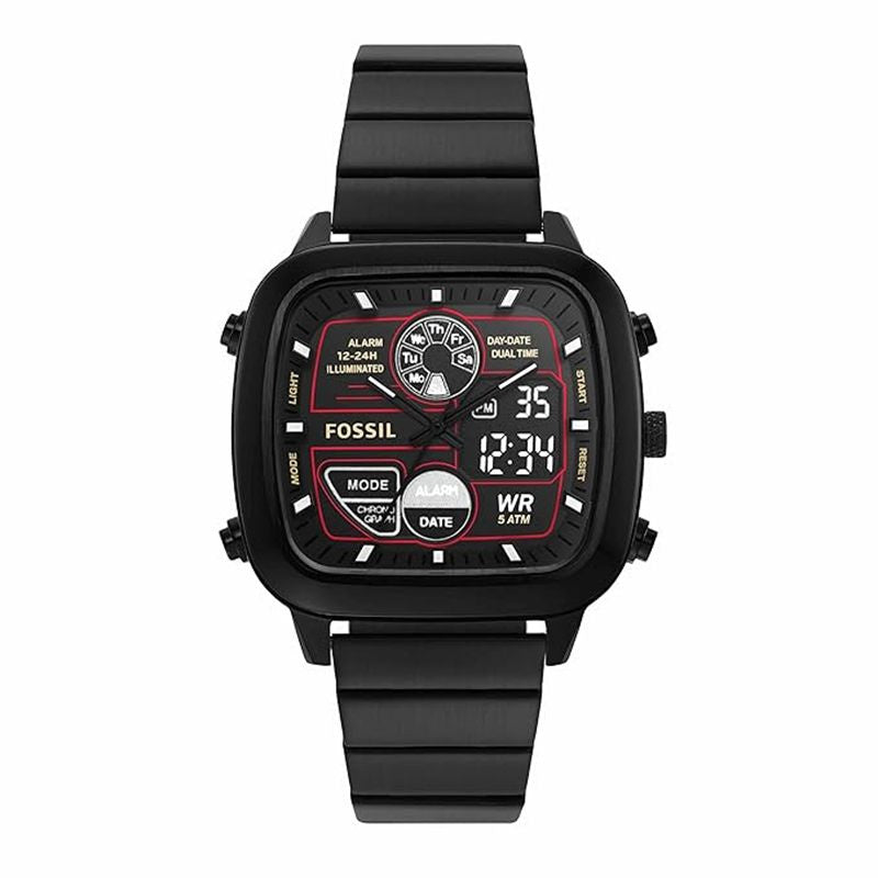  Shop Authentic Fossil Retro Analog-Digital Black Dial Black Steel Strap Watch for Men - FS5891 - Luxxuri