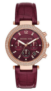  Shop Authentic Michael Kors Parker Chronograph Red Dial Red Leather Strap Watch For Women - MK6986 - Luxxuri