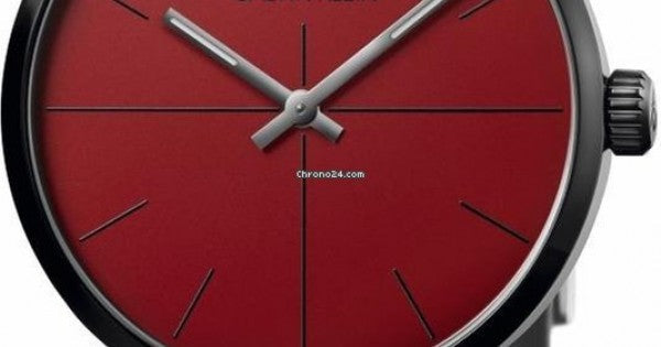  Shop Authentic Calvin Klein Even Maroon Dial Black Leather Strap Watch for Men - K7B214CP - Luxxuri