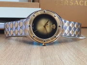  Shop Authentic Versace Shadov Quartz Gold Dial Two Tone Steel Strap Watch for Women - VEBM00518 - Luxxuri