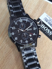  Shop Authentic Hugo Boss Chronograph Black Dial Black Steel Strap Watch for Men - 1513180 - Luxxuri