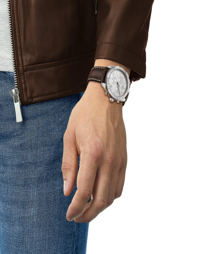  Shop Authentic Tissot PR 100 Sport Quartz Chronograph Silver Dial Brown Leather Strap Watch For Men - T101.617.16.031.00 - Luxxuri