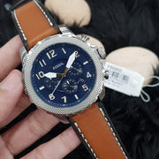  Shop Authentic Fossil Bowman Chronograph Blue Dial Brown Leather Strap Watch for Men - FS5602 - Luxxuri