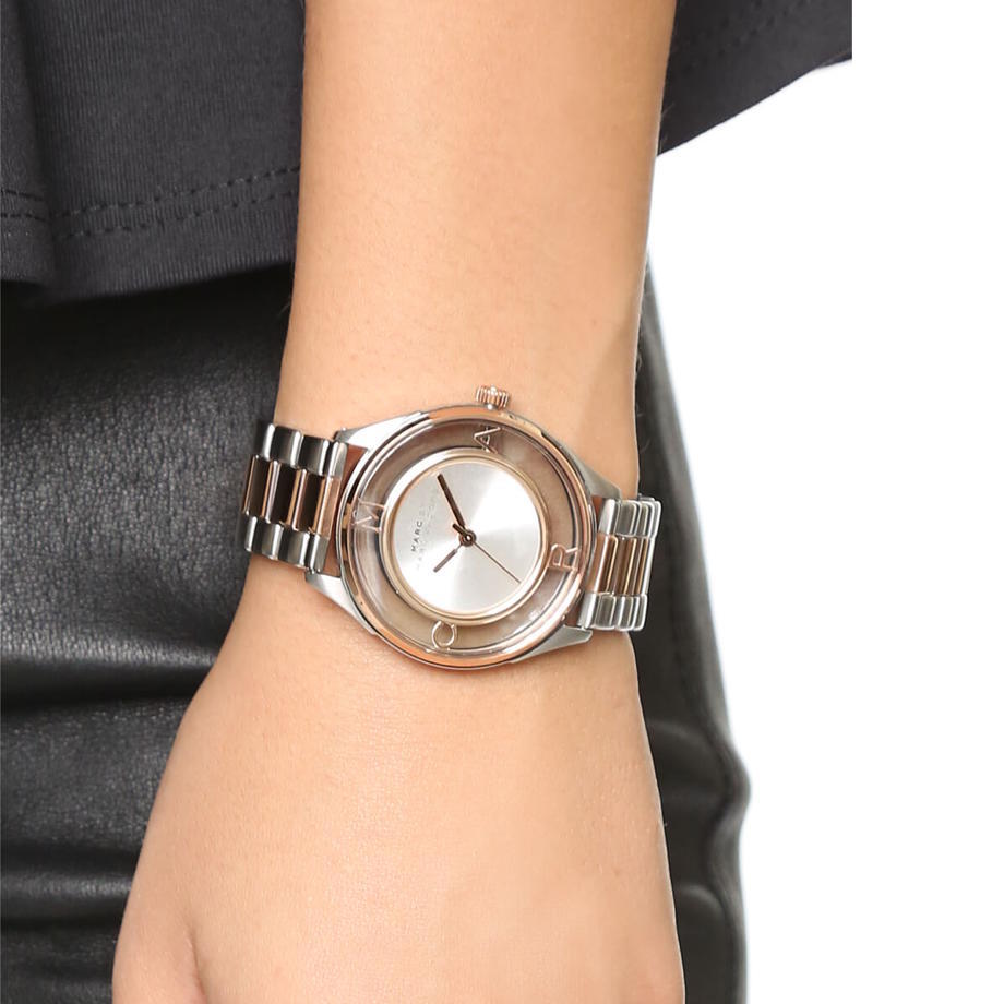  Shop Authentic Marc Jacobs Tether Transparent White Dial Two Tone Steel Strap Watch for Women - MBM3436 - Luxxuri
