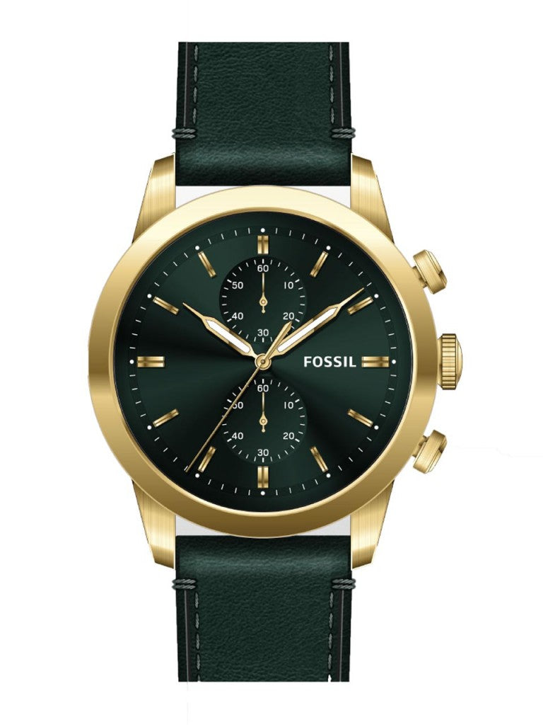  Shop Authentic Fossil Townsman Chronograph Green Dial Green Leather Strap Watch for Men - FS5599 - Luxxuri