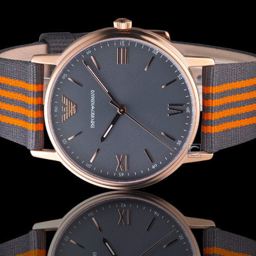  Shop Authentic Emporio Armani Kappa Quartz Grey Dial Two Tone Nylon Strap Watch For Men - AR11014 - Luxxuri