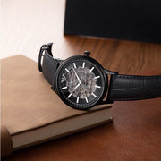  Shop Authentic Emporio Armani Meccanico Automatic Black Dial Black Leather Strap Watch For Men - AR60042 - Luxxuri