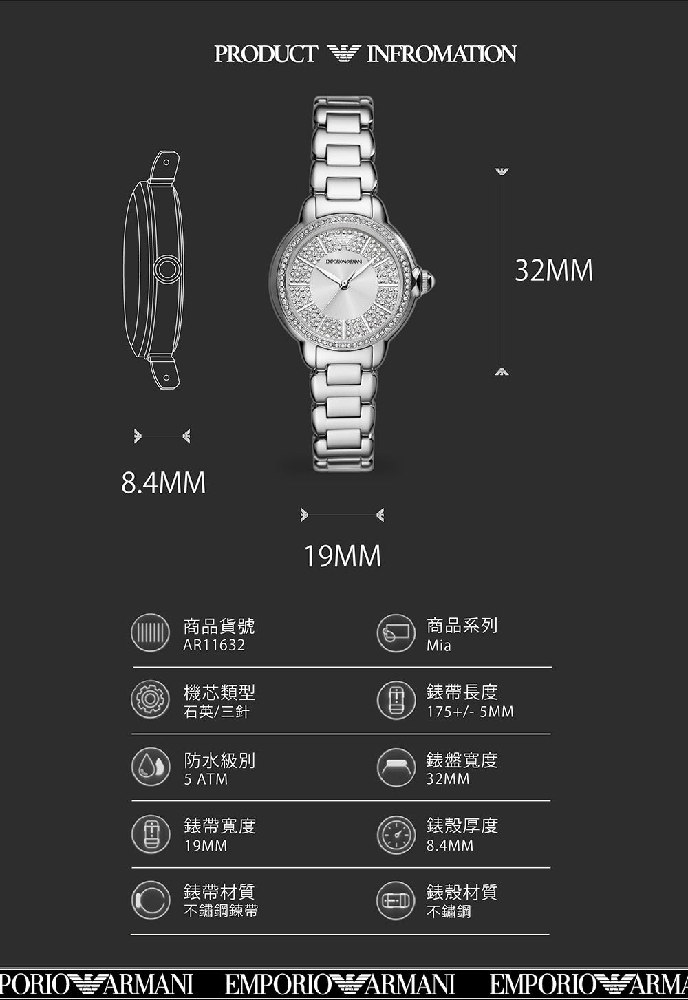  Shop Authentic Emporio Armani Mia Three Crystals Silver Dial Silver Steel Strap Watch For Women - AR11632 - Luxxuri