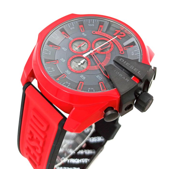  Shop Authentic Diesel Mega Chief Chronograph Black Dial Red Rubber Strap Watch For Men - DZ4526 - Luxxuri