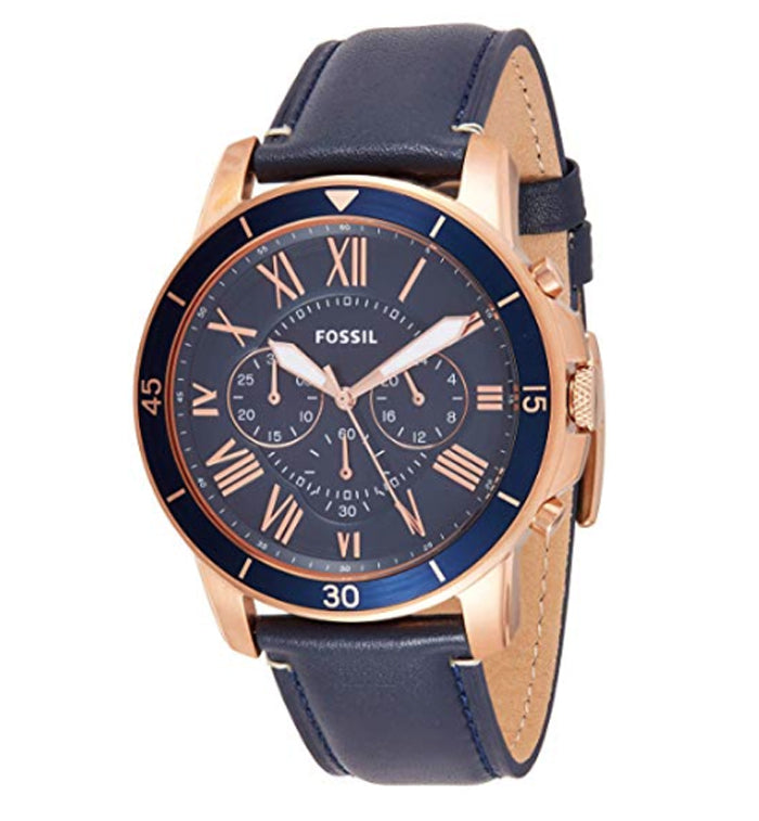  Shop Authentic Fossil Grant Sport Chronograph Blue Dial Blue Leather Strap Watch for Men - FS5237 - Luxxuri