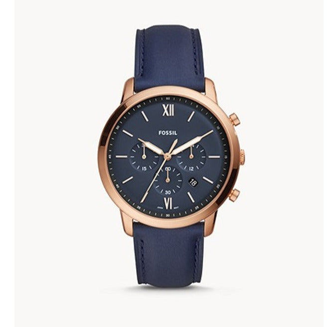  Shop Authentic Fossil Neutra Chronograph Blue Dial Blue Leather Strap Watch for Men - FS5454 - Luxxuri