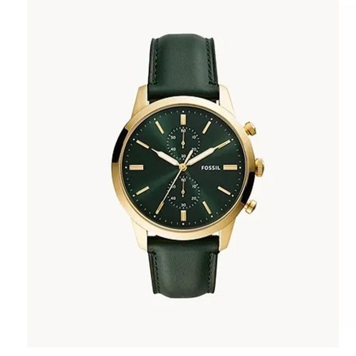  Shop Authentic Fossil Townsman Chronograph Green Dial Green Leather Strap Watch for Men - FS5599 - Luxxuri