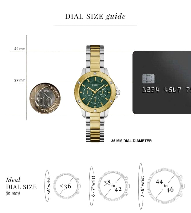  Shop Authentic Guess Mist Analog Green Dial Two Tone Steel Strap Watch For Women - GW0723L1 - Luxxuri