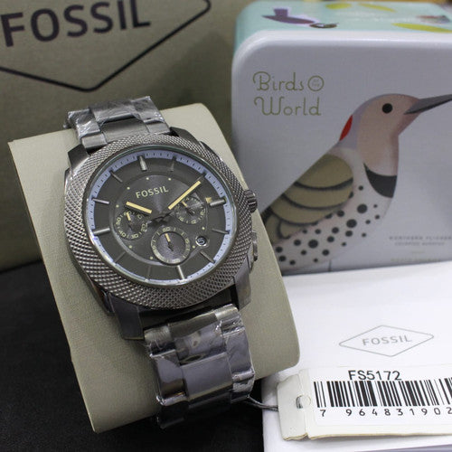  Shop Authentic Fossil Machine Chronograph Grey Dial Grey Steel Strap Watch for Men - FS5172 - Luxxuri