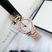 Shop Authentic Gucci G Timeless Silver Dial Two Tone Steel Strap Watch For Women - YA126528 - Luxxuri