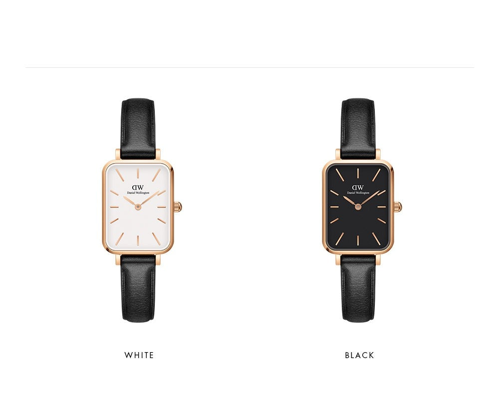  Shop Authentic Daniel Wellington Quadro White Dial Black Leather Strap Watch For Women - DW00100450 - Luxxuri