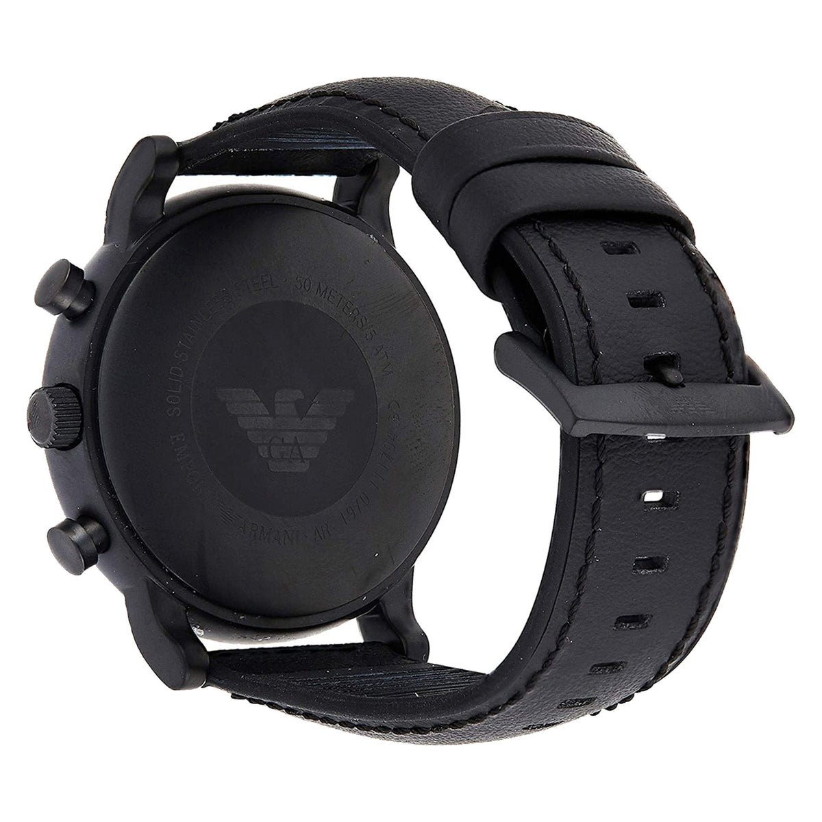  Shop Authentic Emporio Armani Luigi Chronohraph Black Dial Black Leather Strap Watch For Men - AR1970 - Luxxuri