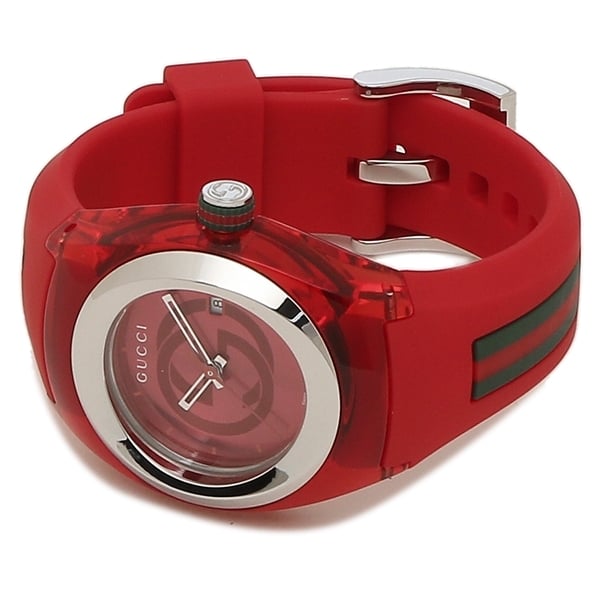  Shop Authentic Gucci Sync Quartz Red Dial Red Rubber Strap Watch For Women - YA137303 - Luxxuri