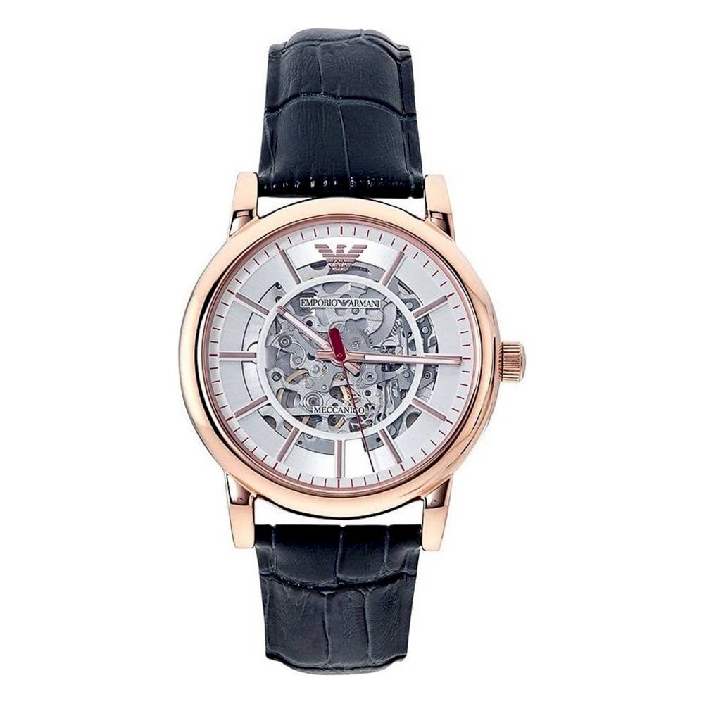  Shop Authentic Emporio Armani Meccanico Silver Dial Blue Leather Strap Watch For Men - AR60009 - Luxxuri