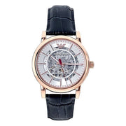  Shop Authentic Emporio Armani Meccanico Silver Dial Blue Leather Strap Watch For Men - AR60009 - Luxxuri