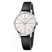  Shop Authentic Calvin Klein Evan White Dial Black Leather Strap Watch for Women - K7B231CY - Luxxuri