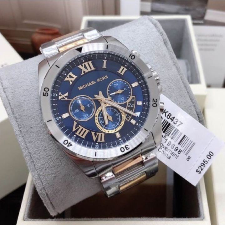  Shop Authentic Michael Kors Brecken Chronograph Blue Dial Two Tone Steel Strap Watch For Men - MK8437 - Luxxuri