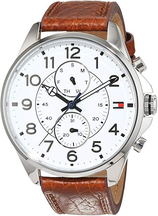  Shop Authentic Tommy Hilfiger Dean Quartz Multifunction White Dial Brown Leather Strap Watch for Men - 1791274 - Luxxuri