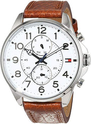  Shop Authentic Tommy Hilfiger Dean Quartz Multifunction White Dial Brown Leather Strap Watch for Men - 1791274 - Luxxuri