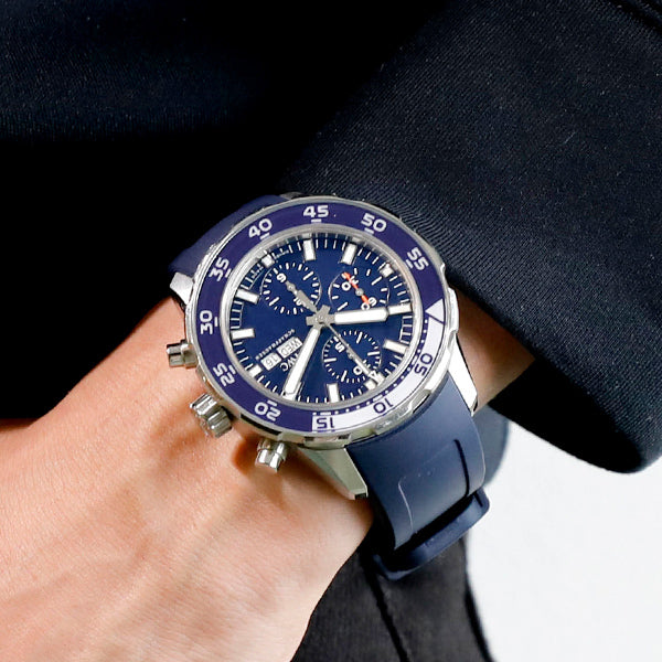  Shop Authentic IWC Aquatimer Chronograph Blue Dial Blue Rubber Strap Watch for Men - IW376711 - Luxxuri