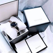  Shop Authentic Gucci Guccissima Black Dial Silver Steel Strap Watch For Women - YA134301 - Luxxuri
