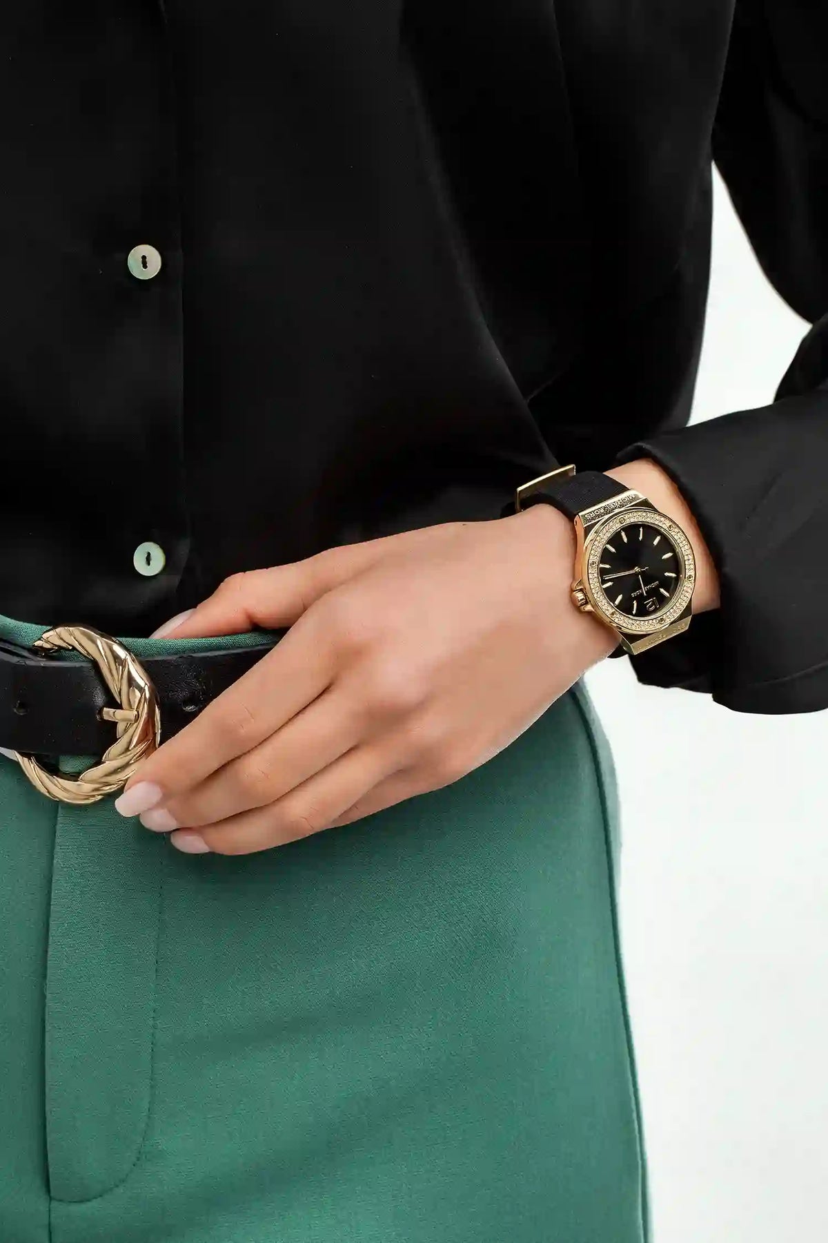  Shop Authentic Michael Kors Mini Lennox Quartz Black Dial Black Silicone Strap Watch For Women - MK7281 - Luxxuri