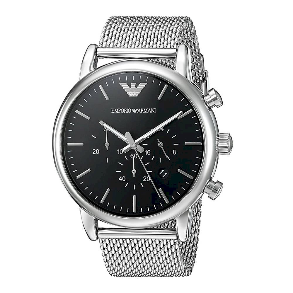  Shop Authentic Emporio Armani Luigi Black Dial Silver Mesh Bracelet Watch For Men - AR8032 - Luxxuri